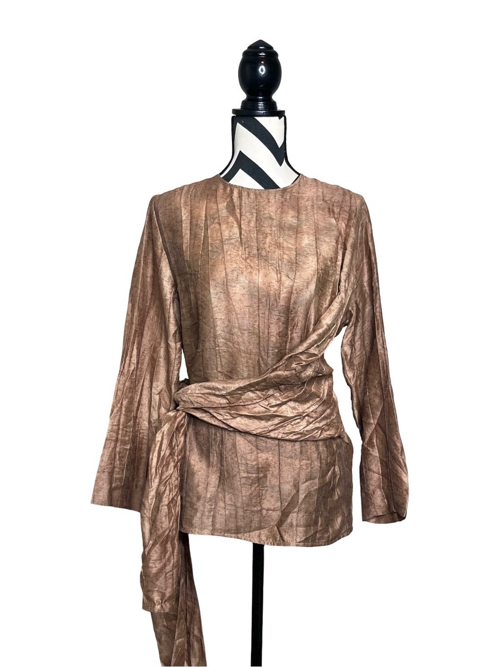 Zara Lagenlook Earthy Bonze Fairy Grunge Long-Sleeve Layered Tunic Top Sz M
